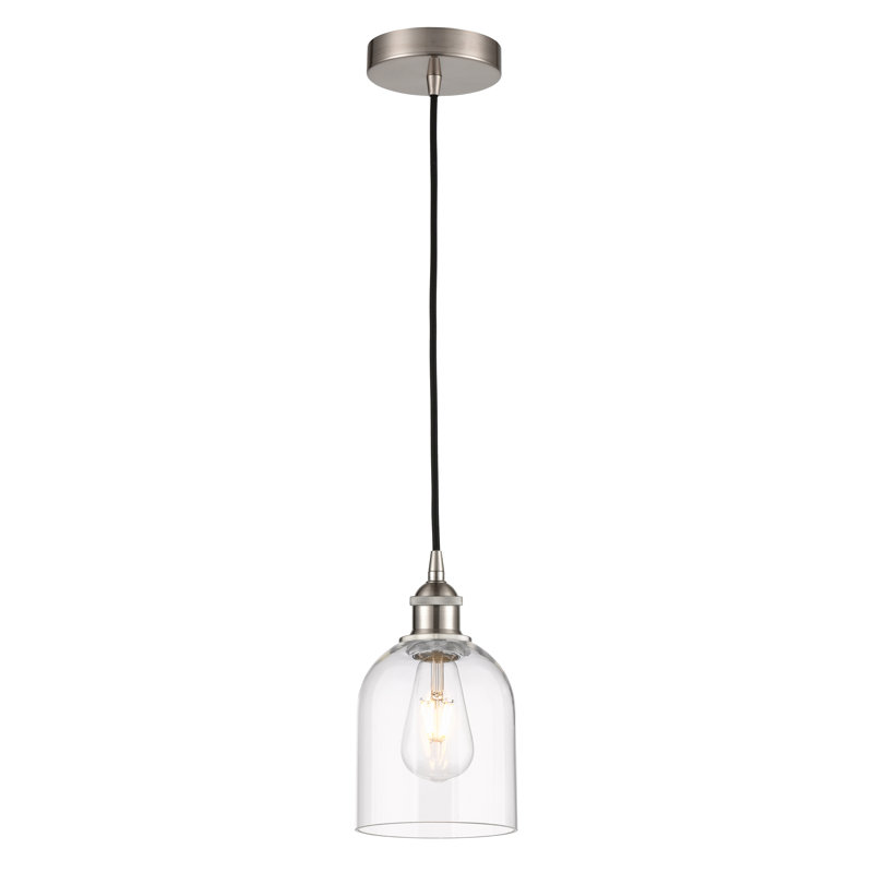 Edison Anacaren 1 Light 6" Cord Hung Pendant-616-G558, Brushed Satin Nickel, Clear