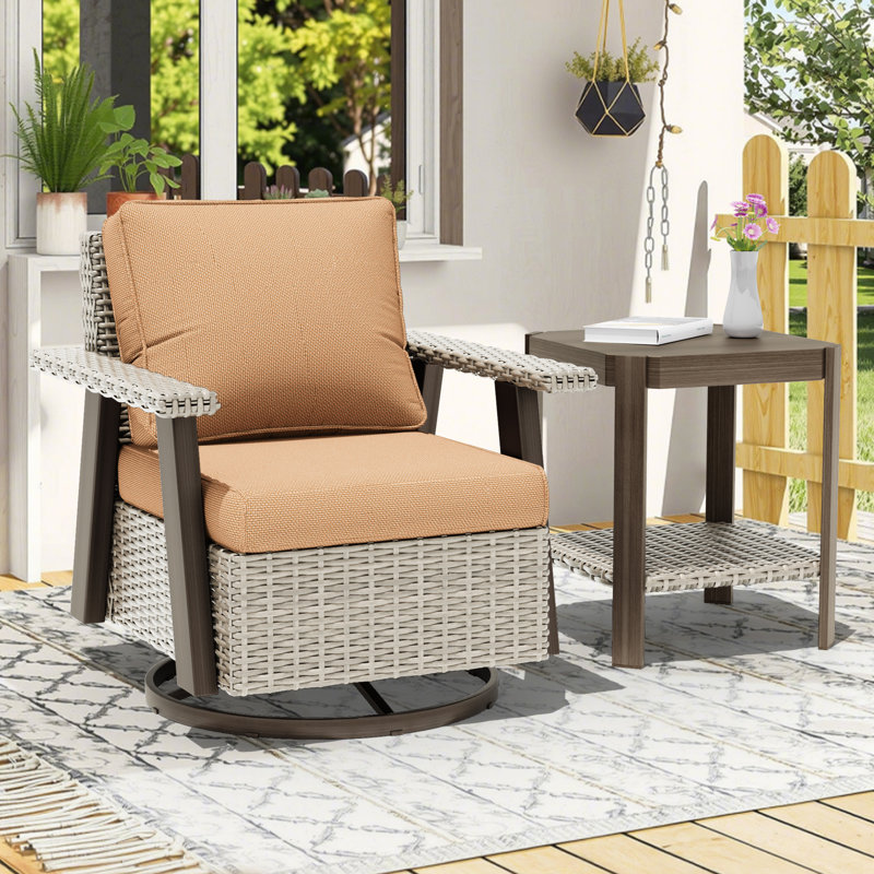 Creal Comfortable Patio Furniture Chair And Table Set, 1, Tan