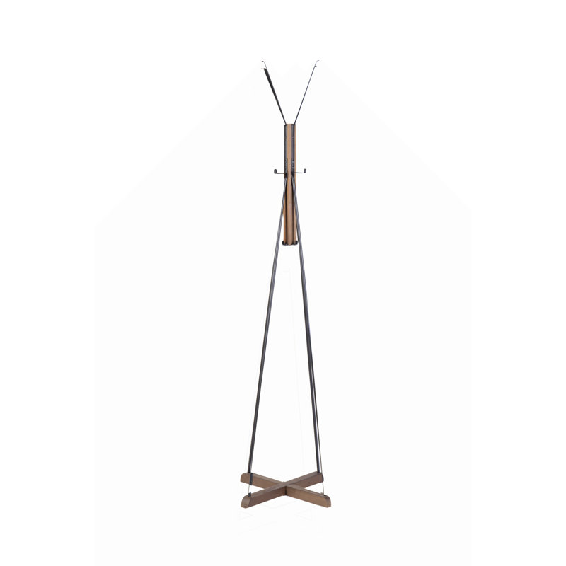 Biddeford 12 - Hook Freestanding Coat Rack in Natural Brown/Black