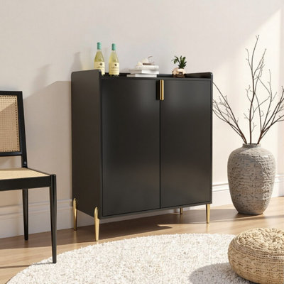Armoire à vin moderne de 31,5 po avec tablettes réglables et portes à fermeture en douceur - buffet de café pour la cuisine, la salle à manger et le salon