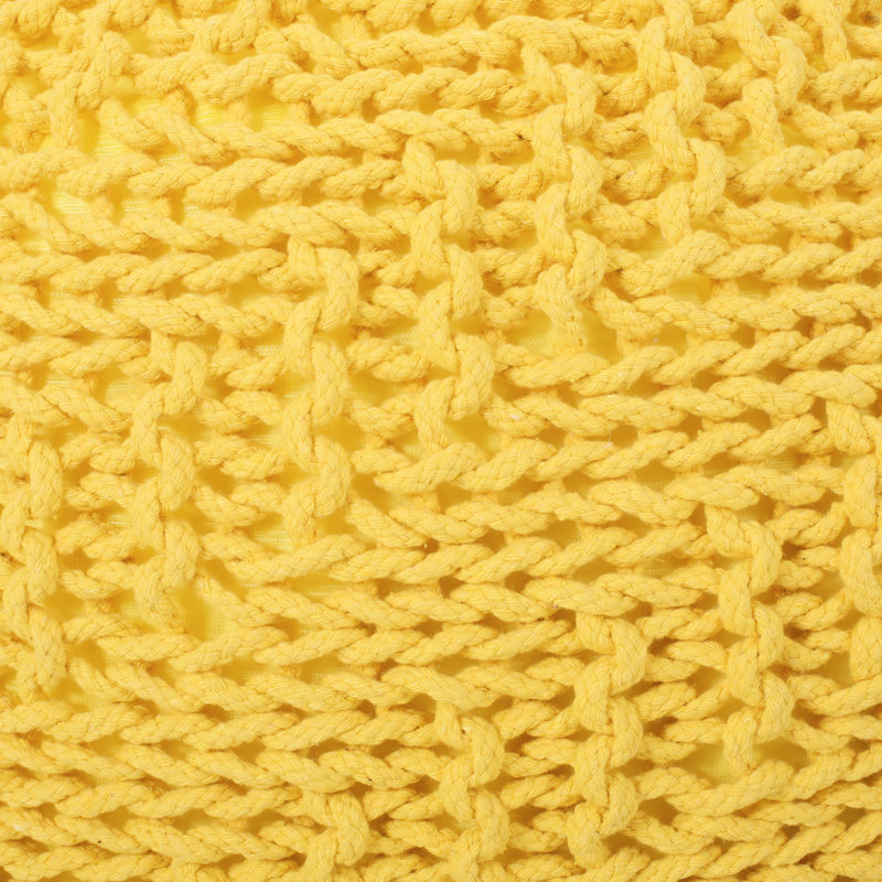 Pouf de siège en coton tricoté jaune - option de détente, capacité de poids de 200 lb, élément décoratif ornement, nettoyage des taches recommandé, bourre de perles, profondeur de 20,26 po, largeur, hauteur de 13,88 po