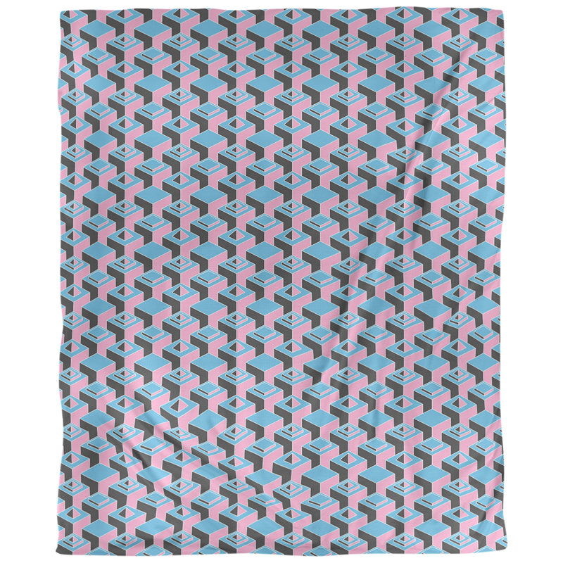 Tissu skyscrapers, Coton peigné de base, L 56 po x l 36 po, Bleu sarcelle / rose