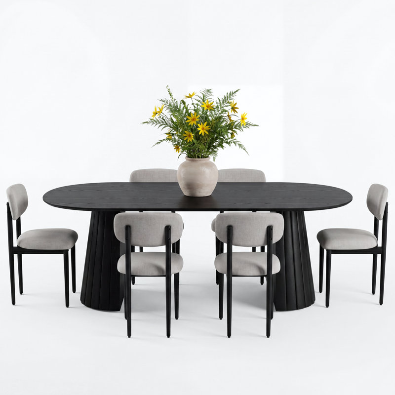 Ensemble de salle à manger Chynthia pour 6 personnes, Noir