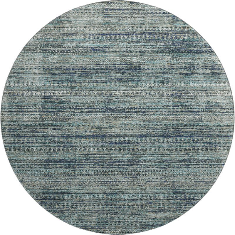 Premium Machine Washable Pinkston Stripes Rug, Round 8'