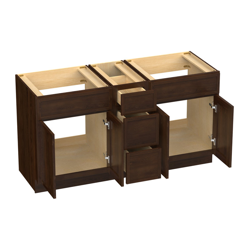 Base de meuble-lavabo double 60 po seulement, Brun