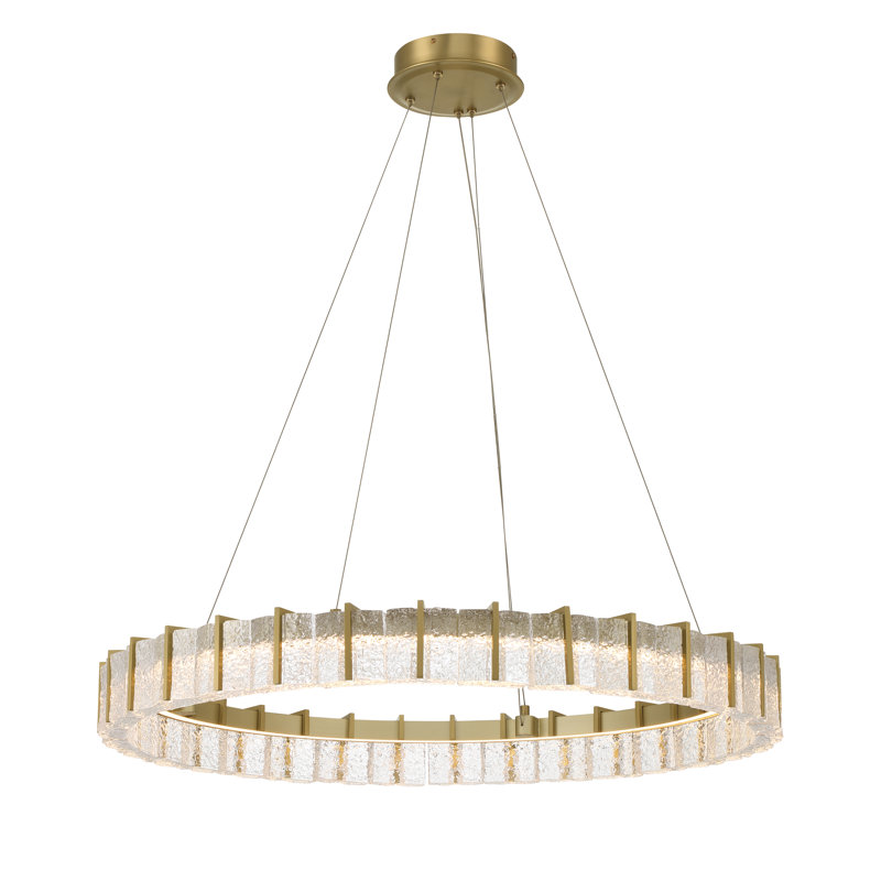 Everly Quinn Reedsport - LED Ring Pendant In Soft Brass Finish, 77.6" H x 36" W x 36" D