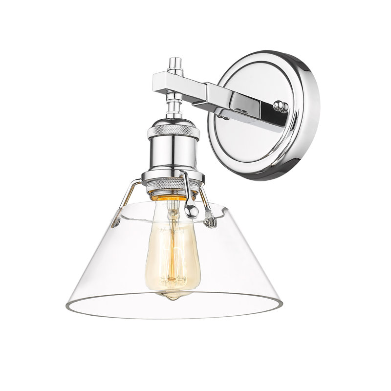 Felda Dimmable Steel Vanity Light, Chrome, Clear Glass, 1 Lights