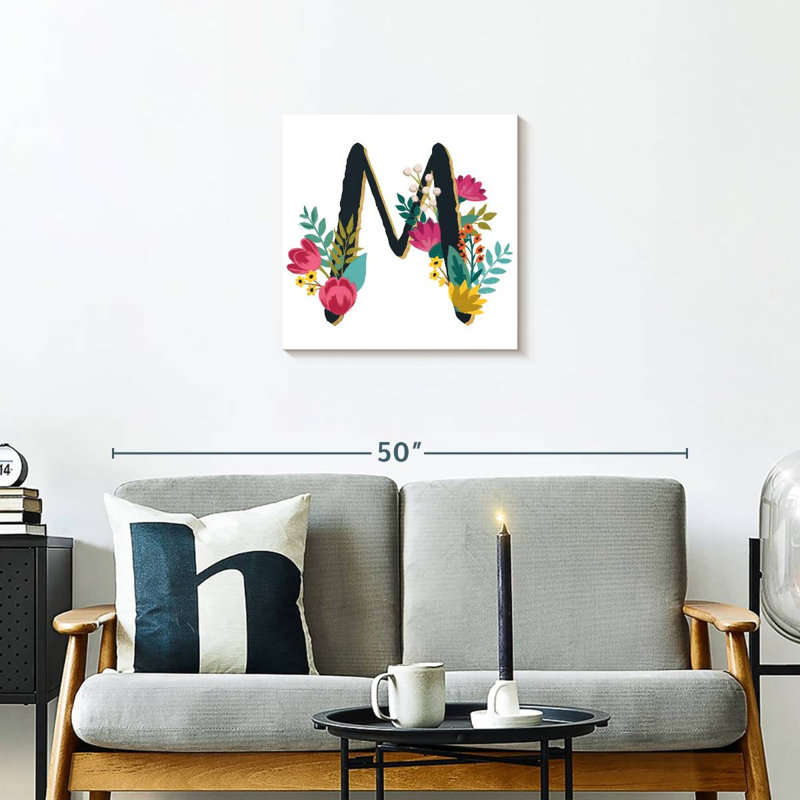 Keiri romantique luxe monogramme M noir, H 20 po x l 20 po