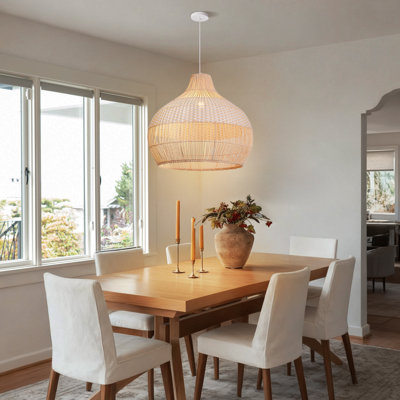 Luminaire suspendu en rotin Boho pour salle à manger