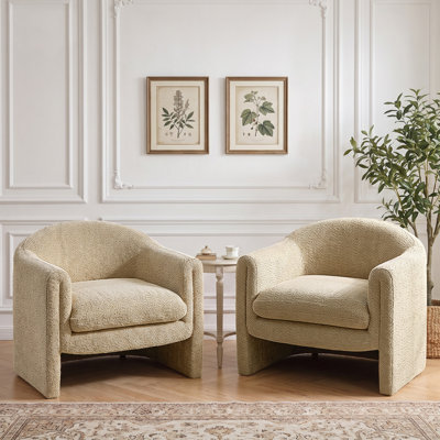 Divaraj - Set of 2 31.2" Wide Upholstered Barrel Accent Chair