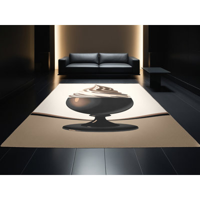 Tapis chic et luxueux lavable à la machine Wilkerson Gelato Cup - Beige