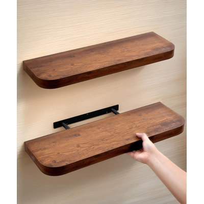 Tablettes flottantes en bois pour le mur, ensemble de 2 tablettes murales en bois de 24 pouces, grande tablette de rangement rustique pour la salle de bain, la chambre à coucher, la cuisine, le bureau et le salon