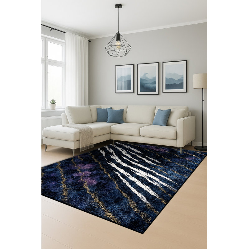 Tapis tissé à motif abstrait crème lavable Mosso, 4'11" x 7'7"