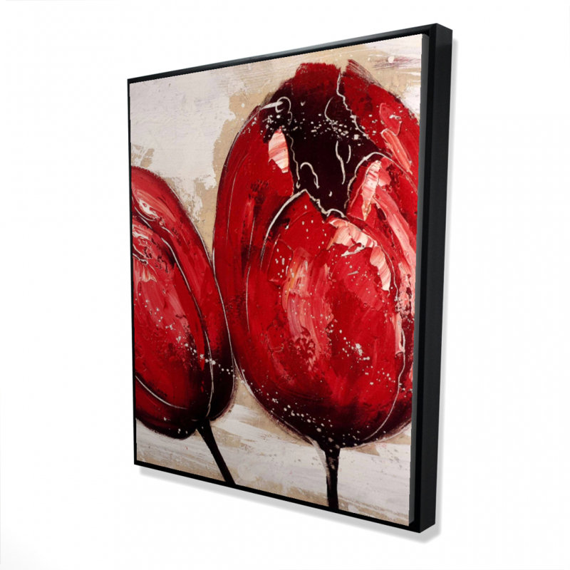 Two Red Tulips Print On Canvas