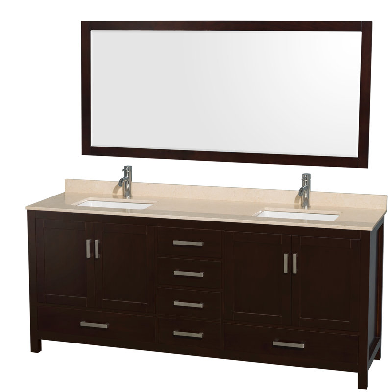 Sheffield 79" Double Bathroom Vanity Base Only, Espresso