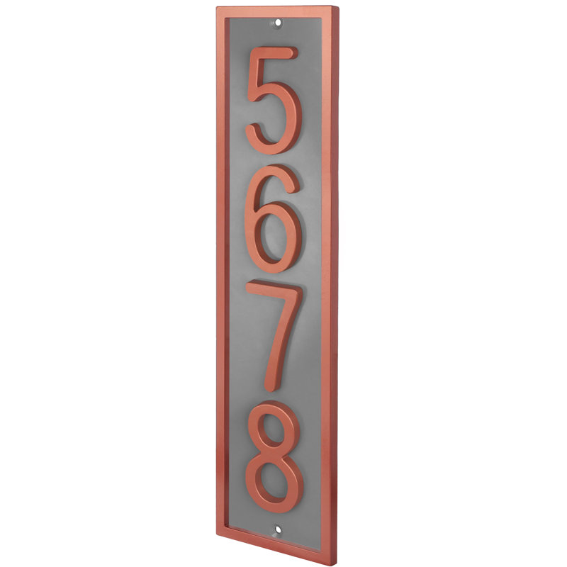 Plaque d'adresse flottante en aluminium Royal Shade, Cuivre, Gris, Oui
