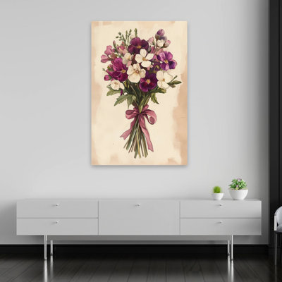 «Tied With Ribbon - Vintage Floral Bouquet», art rétro