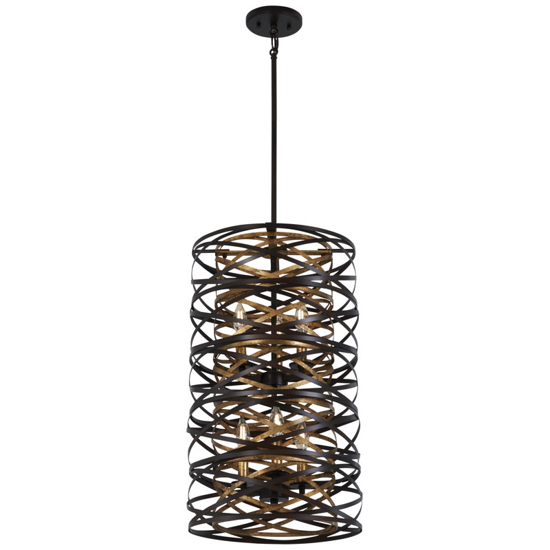 Brayden Studio Harnett Dark Bronze Finish Pendant Light, 24" H x 14" W x 14" D