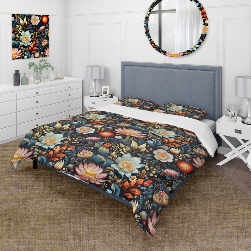 Ensemble de housse de couette éclectique Vintage, Housse de couette pour grand lit et 2 taies décor