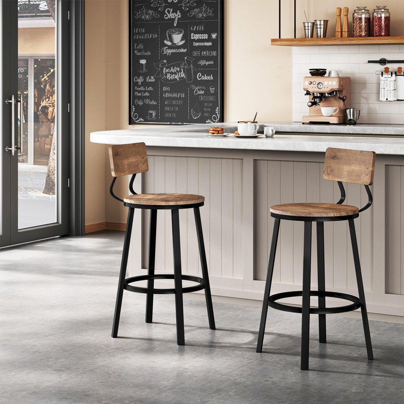 Anginette Counter Stool with Metal Frame, Brown/Black