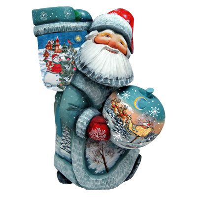 Masterpiece Wood Carved Christmas Snowman Santa Figurine