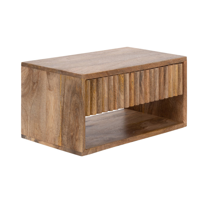 Table d'appoint flottante Rutkowski, Bois naturel, Tanné