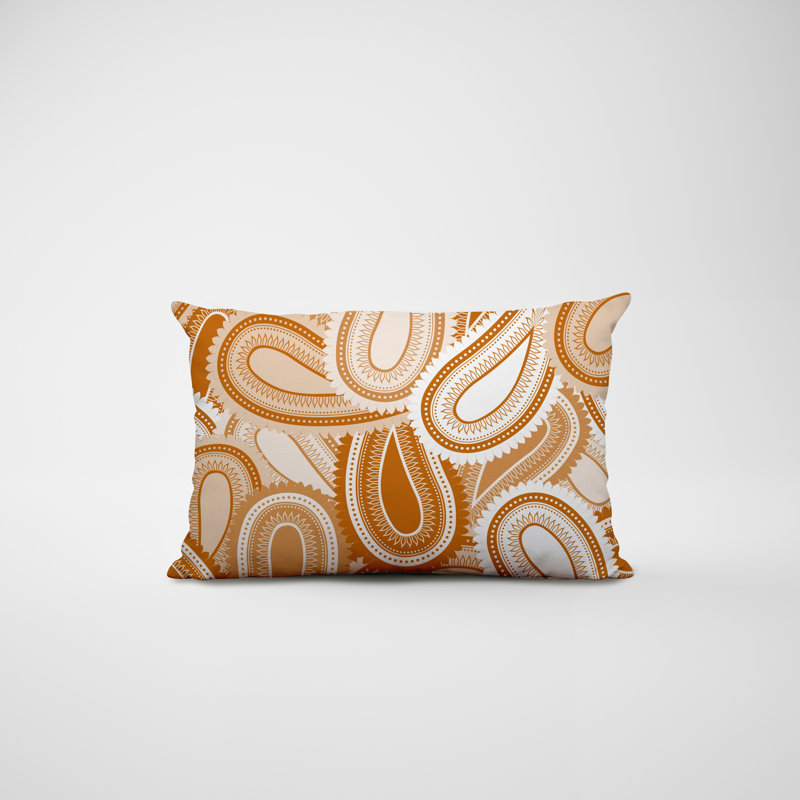 Paisley Outdoor Reversible Throw Pillow, Orange