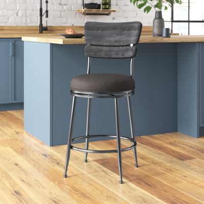 Tabouret de bar pivotant avec dossier en bois de 26 po Morford