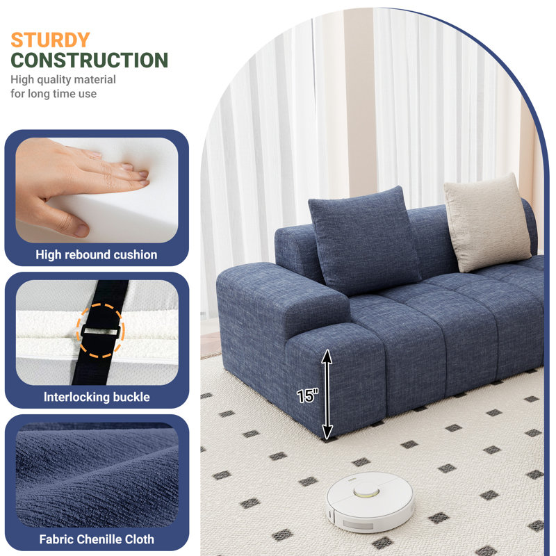 Causeuse modulaire Boneless, Bleu