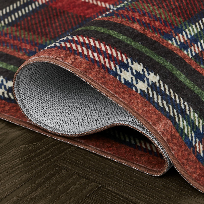 Eddie Bauer Printed Washable Rugs, Red, Rectangle 8' x 10'