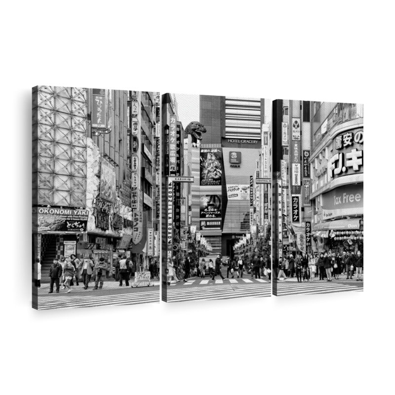 «Godzilla Road», 3 pièces sur toile, H 14 po x l 23 po