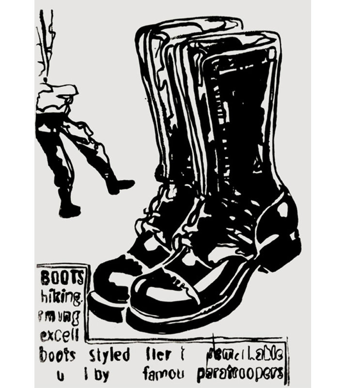 Bottes de parachutiste, c. 1985-86, H 18 po x l 13 po