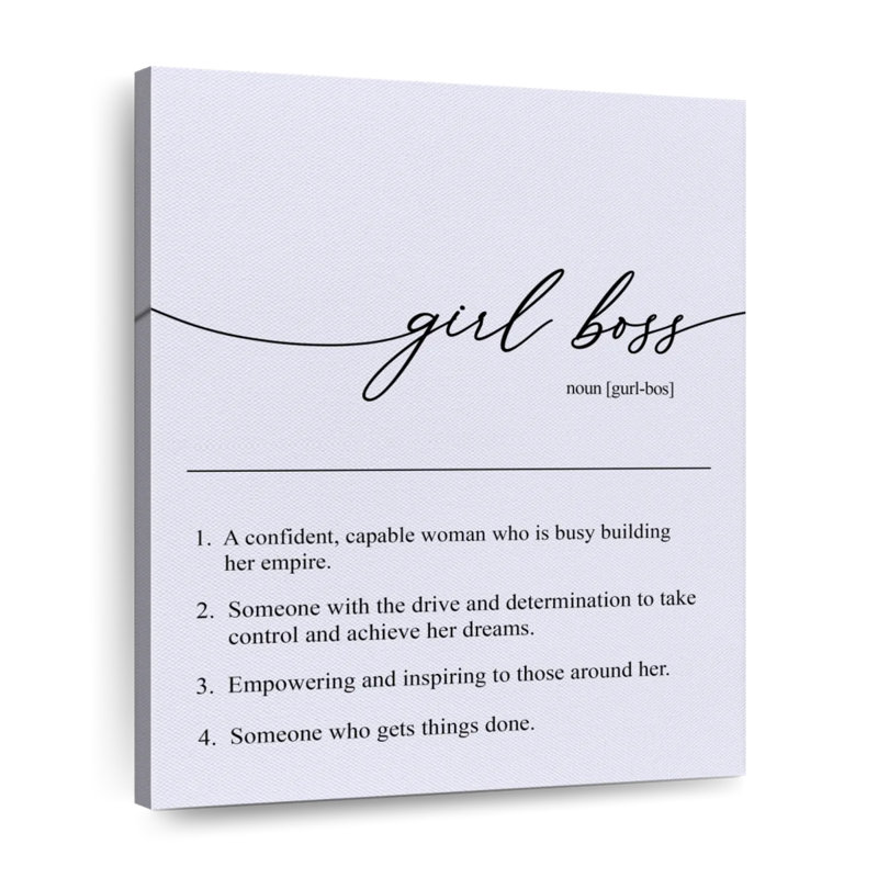 «Girl Boss Définition» sur toile, H 35 po x l 28 po x P 1,25 po