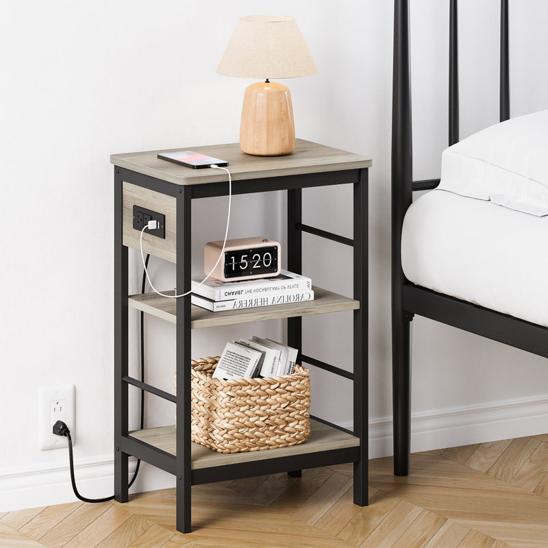 Table de bout avec station de charge, gris