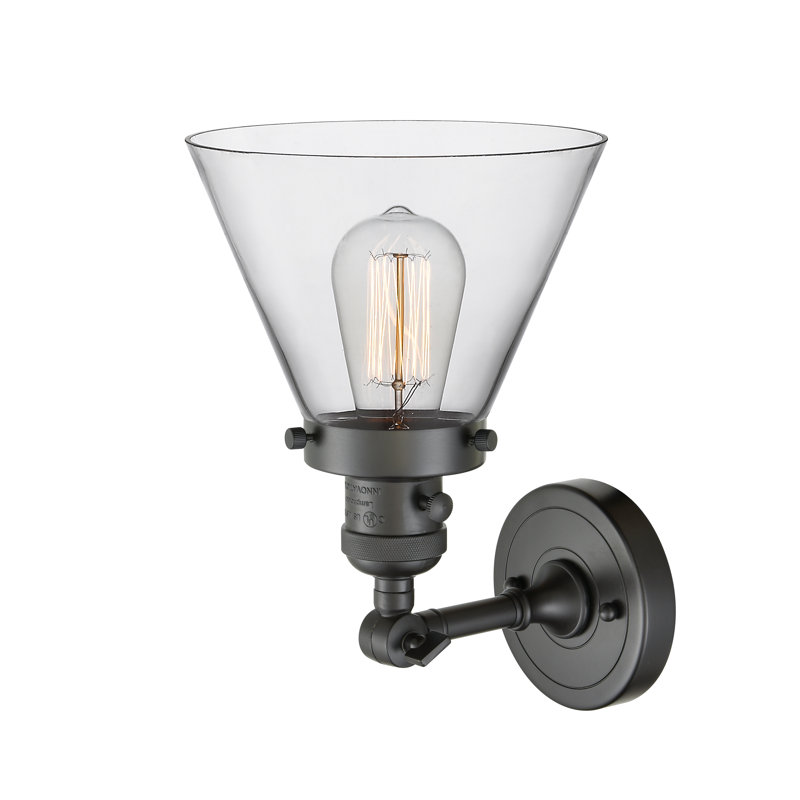 Applique murale 1 lumière Cone, Bronze frotté à l'huile, Ampoule à DEL rétro de 3,5 W, Clair