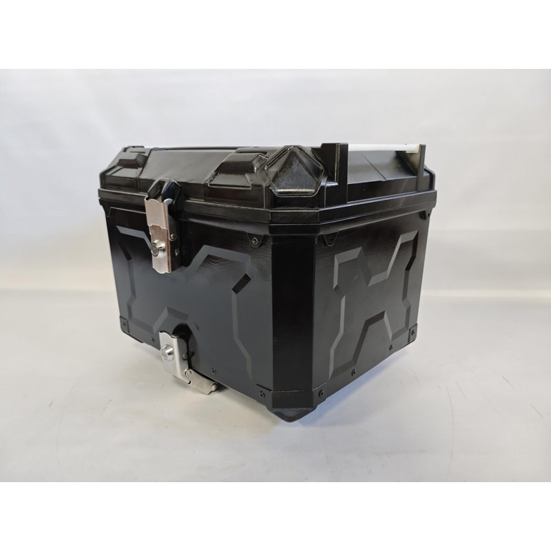 55L Global Motorcycle Top Case with Backrest – Quick-Release System, Steel Base & Interior Lining – Fits Moto & Scooter – Black