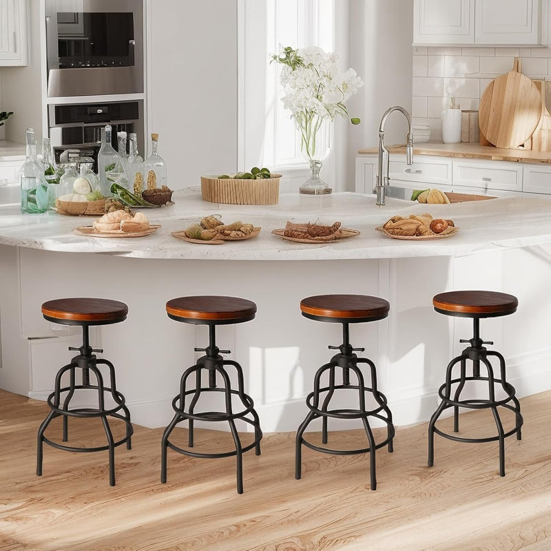 Tabouret de bar pivotant, Tabouret de bar (siège d'une hauteur de 29,5 po), Noyer, 4