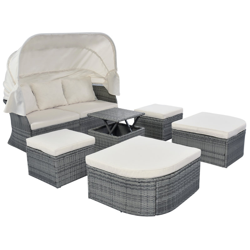 U_STYLE Ensemble de meubles de patio pour lit de jour, Beige
