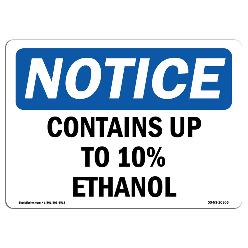 Panneaux de présentation de l'OSHA - Contient jusqu'à 10% d'éthanol et est extrêmement durable. Fabriqué aux États-Unis.