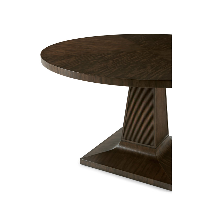 Bistre Finish Round Wood Extendable Dining Table
