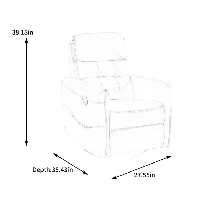 Koloman Upholstered Recliner, Blue Polyester Blend