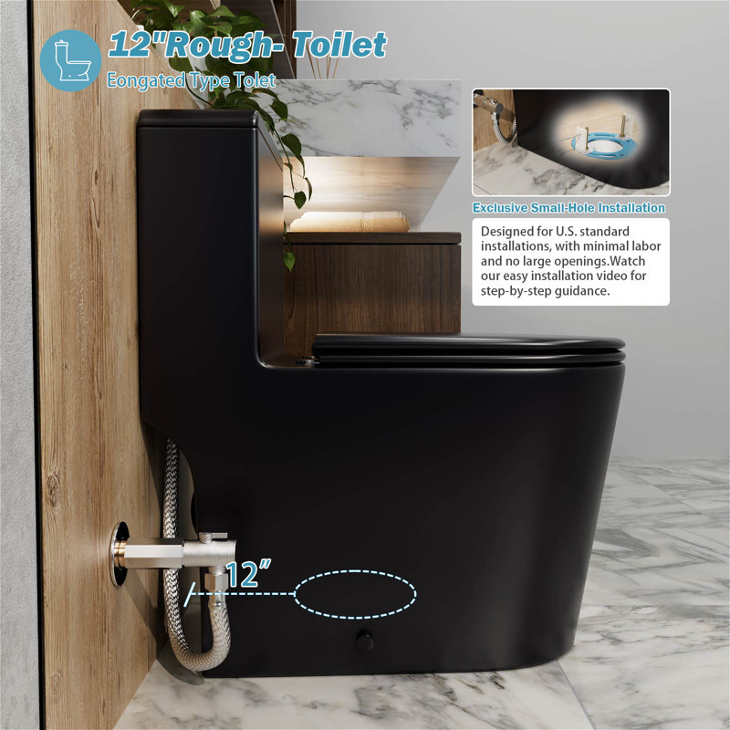 1.1/1.6 GPF Elongated One-Piece Toilet 12" Rough-in Dual Flush Toilet with 17.13" ADA Comfort Seat Height in Glossy White Ceramic, CUPC Certified, WaterSense Cetified, Soft Close Seat