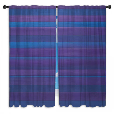Blue Purple Striped Pattern Window Curtains  Striped Sheer & Room Darkening - 2 Panels