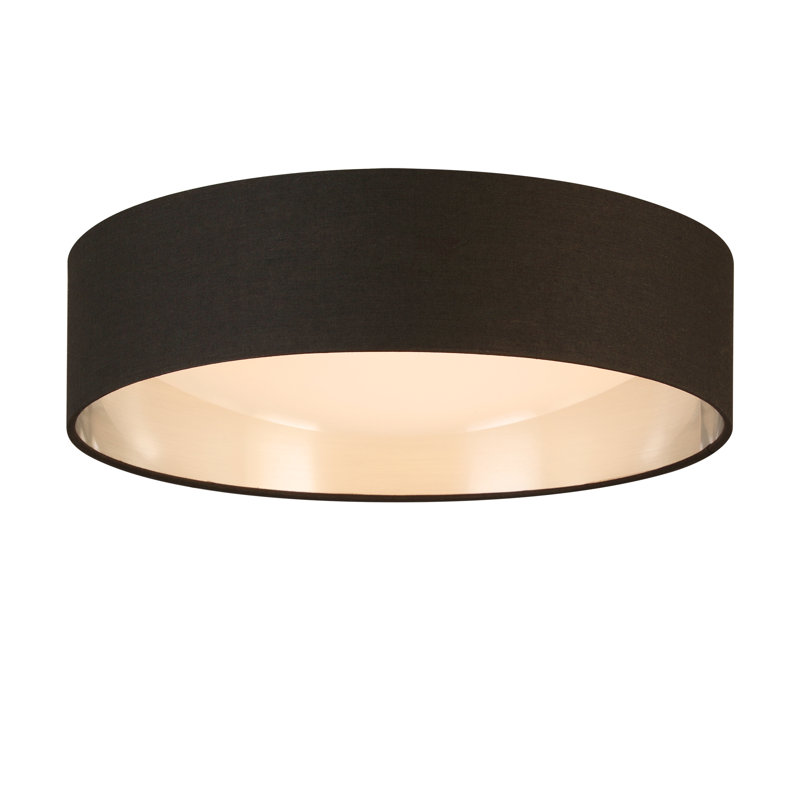Plafonnier encastré 1 lumière DEL Murphie, Noir / Nickel brossé, H 4,53 po x l 15,94 po x P 15,94 po