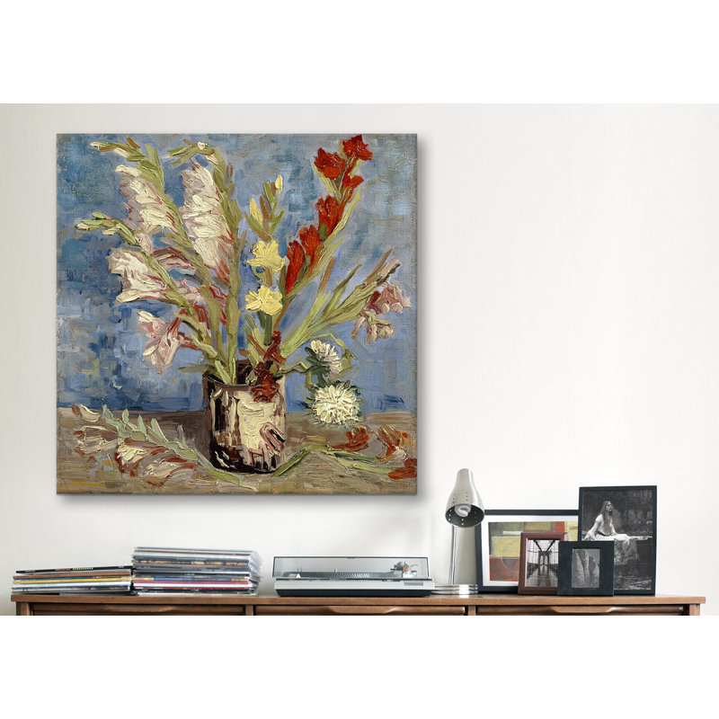 «Vase with Gladioli and China Asters, 1886» par Vincent Van Gogh, reproduction d'art sur toile, H 18 po x l 18 po x P 1,5 po