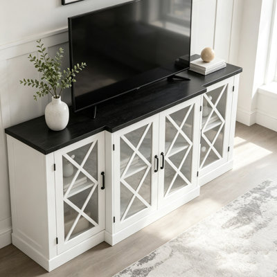 Farmhouse TV Stand with Barn Doors & Height-Adjustable Shelves for TVs Up to 73 Inches