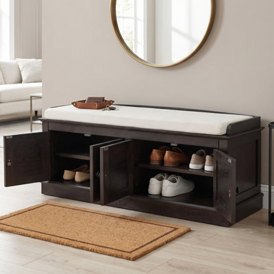43" Wide Shoe Storage Bench With Cushion Entryway Bench Storage Bench
