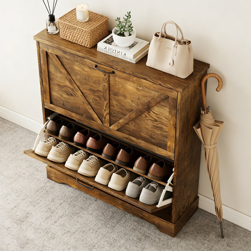 Premium Wooden Shoe Cabinet For Home, Brown