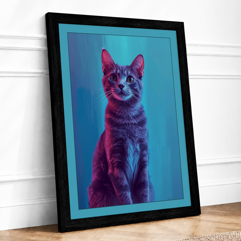 Pop Art Cat Modern - Framed Print, A2 - 59.4 x 42.0 cm, Black