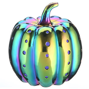 National Tree Company 12" LED Halloween Iridescent Pumpkin Décor